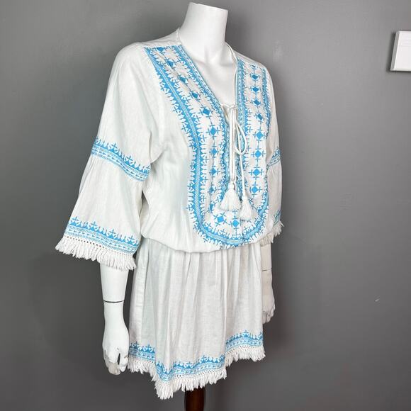 Melissa Odabash Dress Cover up Medium embroidered Tennis boho Martina white - Picture 8 of 14